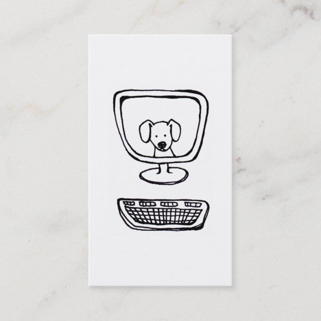 Tarjeta De Visita Perro del ordenador - tinta fresca de la diversión (Anverso)