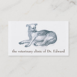 Tarjeta De Visita Perro. Dibujo a lápiz.