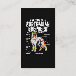 Tarjeta De Visita Perro divertido de la anatomía pastora australian