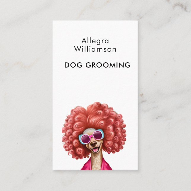 Tarjeta De Visita Perro divertido Grooming Pink Poodle (Anverso)