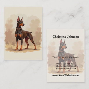 Tarjeta De Visita Perro Doberman Pinscher Marrón Óxido Rojo