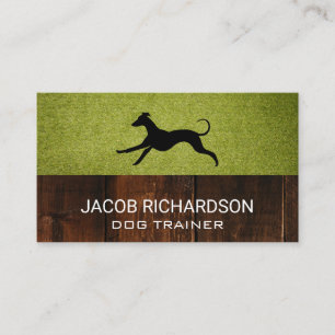 Tarjeta De Visita Perro en ejecución   Madera Turf