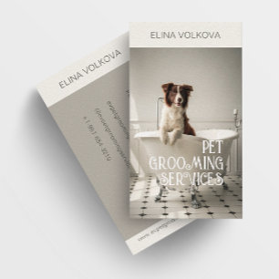 Tarjeta De Visita Perro en un Mascota de baño Grooming Services Blan