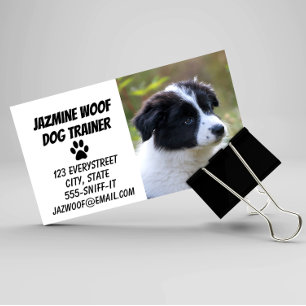 Tarjeta De Visita Perro Entrenador Black White Puppy
