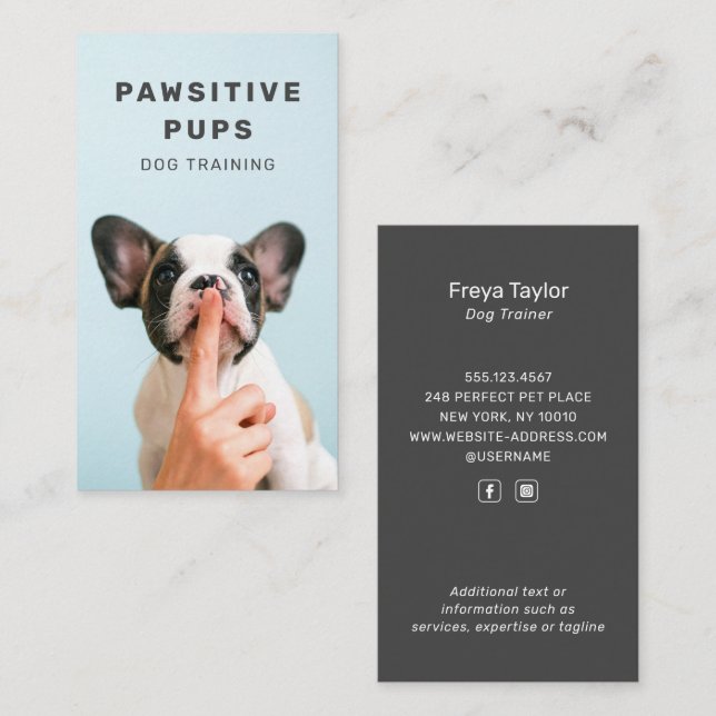 Tarjeta De Visita Perro Entrenador Cute Mascota Cachorro Estilo Senc (Anverso / Reverso)