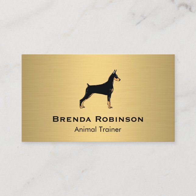 Tarjeta De Visita Perro | Fondo metálico de oro (Anverso)