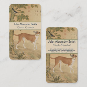 Tarjeta De Visita Perro galgo chino vintage y arte de pájaro