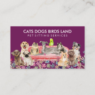 Tarjeta De Visita Perro Gato Pájaro Hotel Sofá Cuidado de Mascotas P