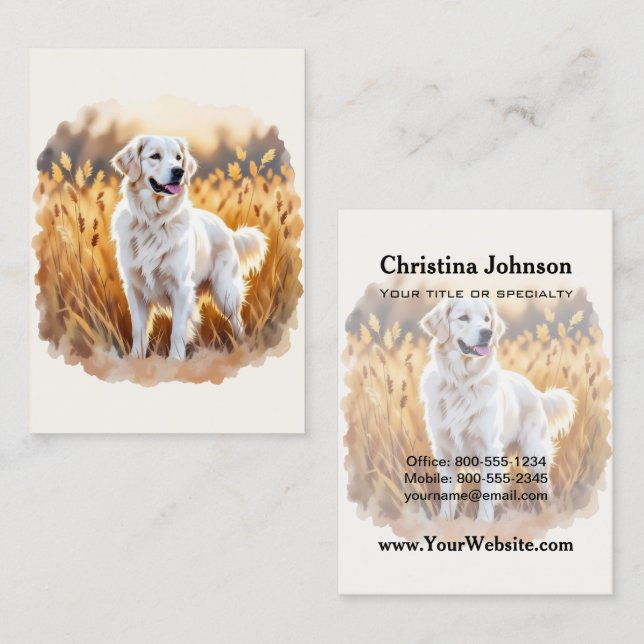 Tarjeta De Visita Perro Golden Retriever Blanco (Anverso / Reverso)