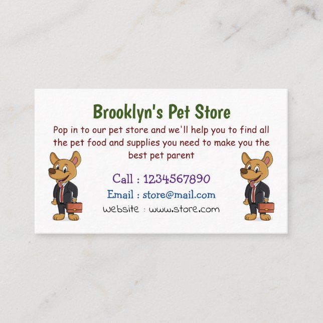 Tarjeta De Visita Perro gracioso usando traje de negocios personaliz (Anverso)