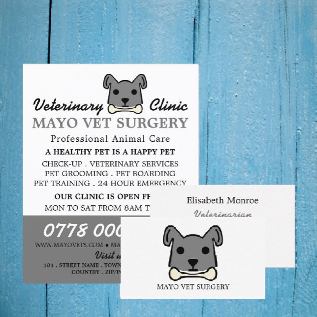 Tarjeta De Visita Perro gris, veterinario, servicio veterinario (Subido por el creador)