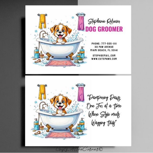 Tarjeta De Visita Perro Groomer Cupy Puppy Blanco Marrón (Subido por el creador)