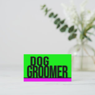 Tarjeta De Visita Perro Groomer verde caliente rosa caliente