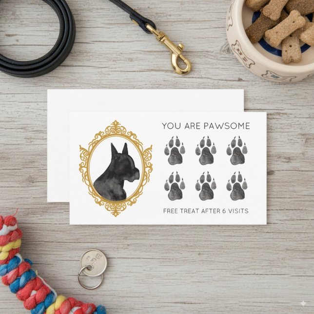 Tarjeta De Visita Perro Grooming Mascota Servicios Black and White P (Pet Services Business Loyalty Card)