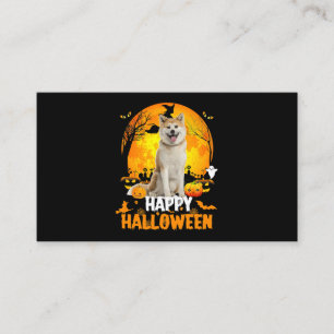 Tarjeta De Visita Perro Inu Shiba Feliz Día de Halloween con la luna