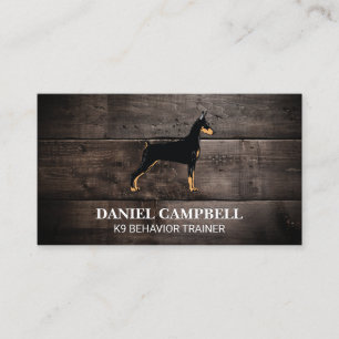 Tarjeta De Visita Perro K9   Fondo de madera