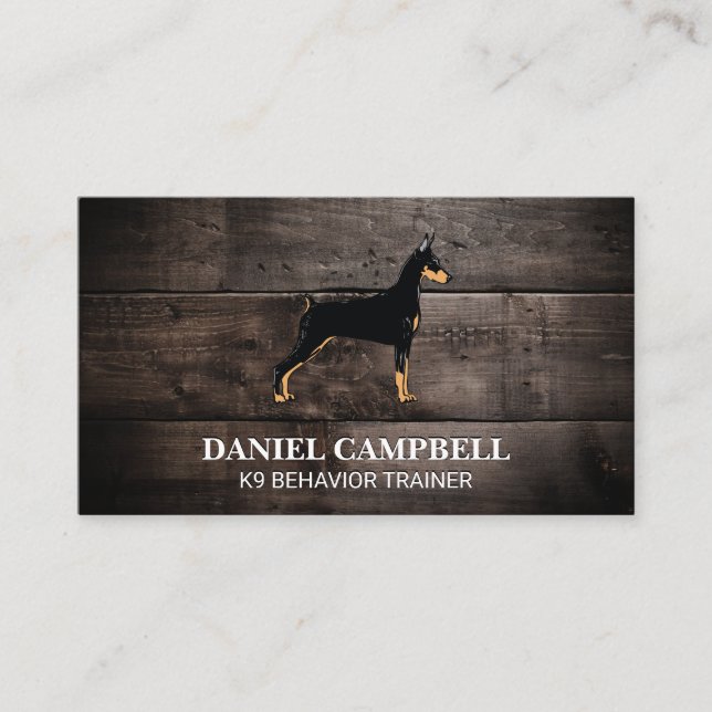 Tarjeta De Visita Perro K9 | Fondo de madera (Anverso)