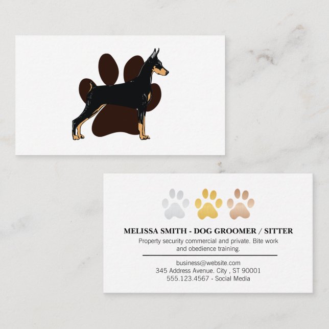 Tarjeta De Visita Perro K9 | Perro Paw (Anverso / Reverso)