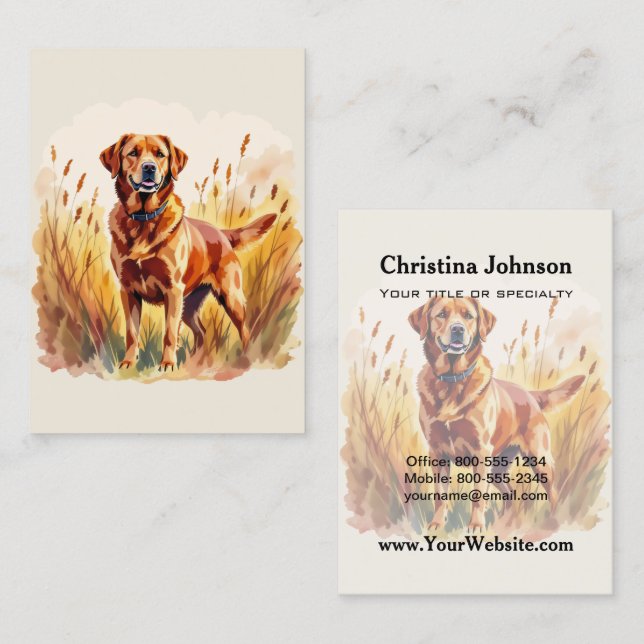 Tarjeta De Visita Perro Labrador Retriever Fox Rojo (Anverso / Reverso)