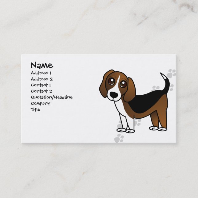 Tarjeta De Visita Perro lindo del dibujo animado del beagle (Anverso)