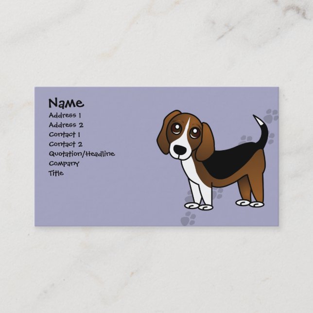 Tarjeta De Visita Perro lindo del dibujo animado del beagle (Anverso)