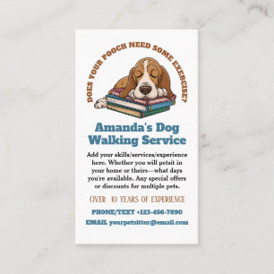 Tarjeta De Visita Perro lindo durmiendo en libros Mascota sentado
