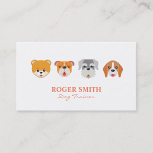 Tarjeta De Visita Perro lindo enfrenta profesiones animales