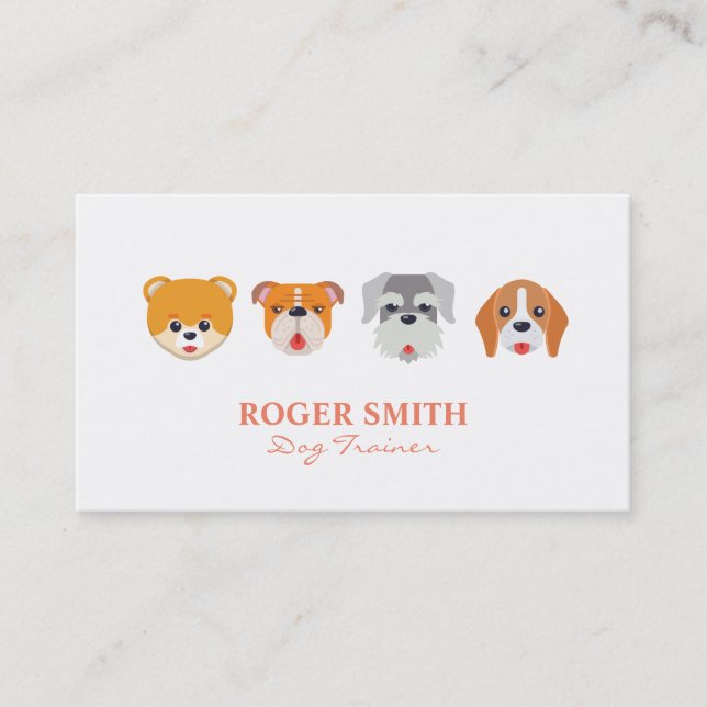 Tarjeta De Visita Perro lindo enfrenta profesiones animales (Anverso)