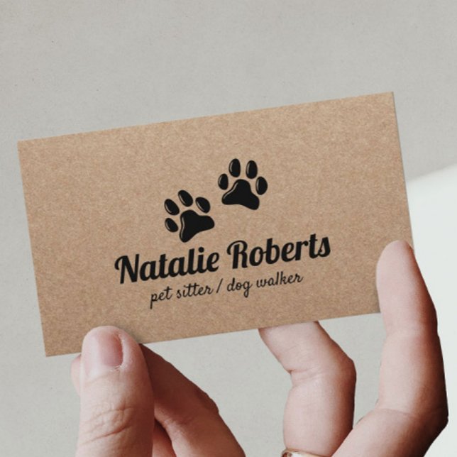 Tarjeta De Visita Perro Mascota de garras, perro Walker Rustic Kraft (Subido por el creador)