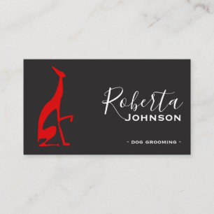 Tarjeta De Visita Perro moderno simple negro y rojo del galgo