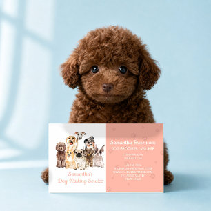 Tarjeta De Visita Perro naranja asistente de boda acuarela cachorro