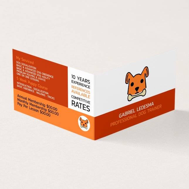 Tarjeta De Visita Perro naranja, entrenador de perros (Exterior)