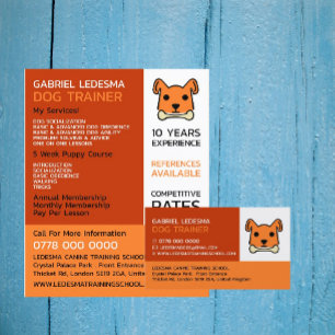 Tarjeta De Visita Perro naranja, entrenador de perros