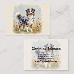 Tarjeta De Visita Perro Pastor Australiano Merle Cola Larga