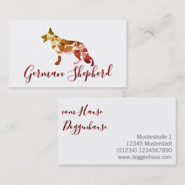 Tarjeta De Visita Perro Pastor Moderno (Anverso / Reverso)