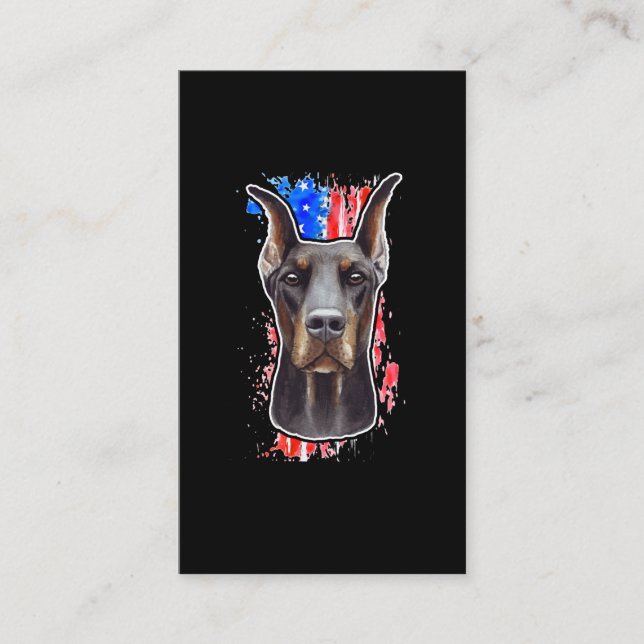 Tarjeta De Visita Perro patriótico Bandera estadounidense Doberman (Anverso)