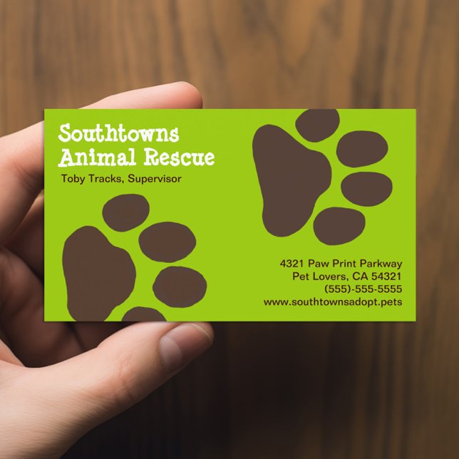Tarjeta De Visita Perro Paw imprime animales verdes y marrones de cu (Subido por el creador)