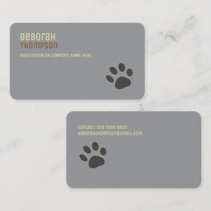 Tarjeta De Visita Perro Paw Simple Gris