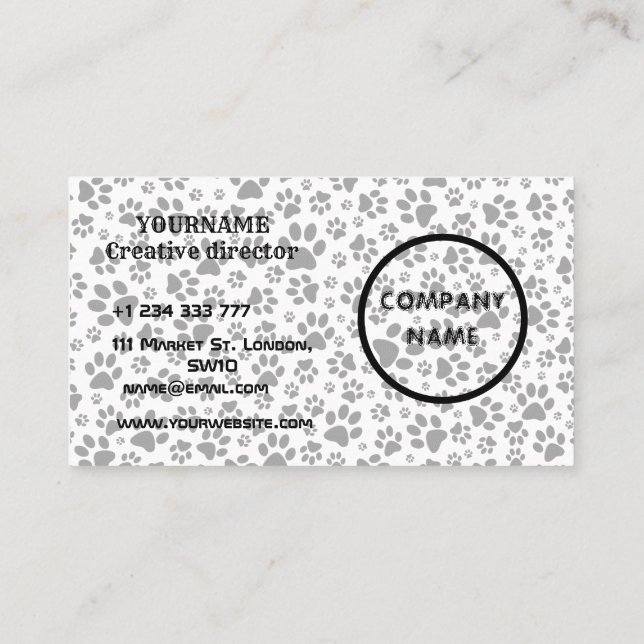 Tarjeta De Visita Perro Paws Black and White Polka Dot (Reverso)