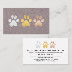 Tarjeta De Visita Perro Paws   Fondo de cuero lux