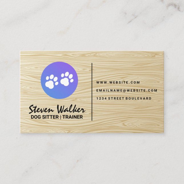 Tarjeta De Visita Perro Paws | Impresión de madera (Anverso)
