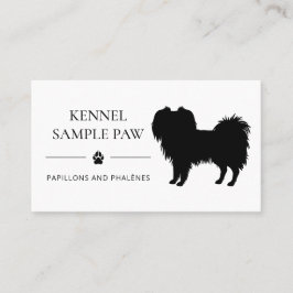 Tarjeta De Visita Perro Phalène Negro Silueta Perro Kennel o Criador