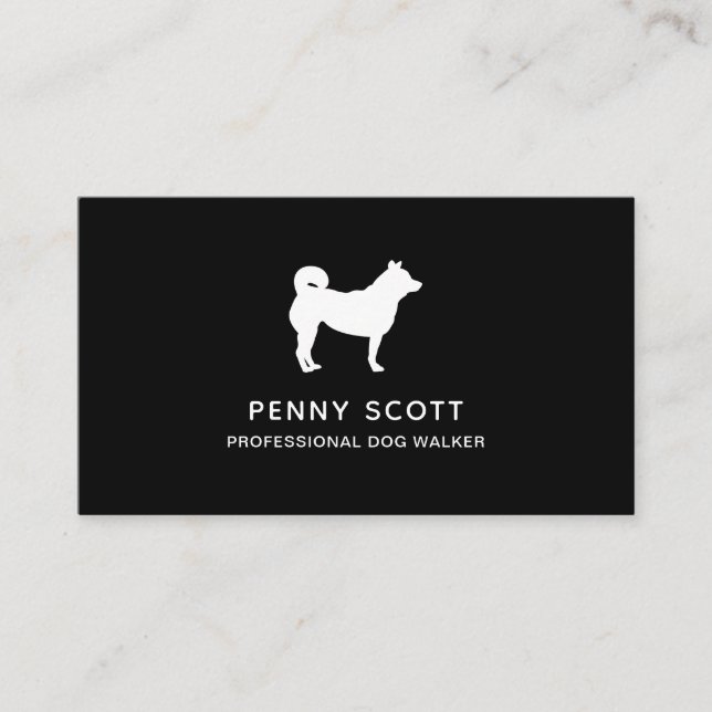 Tarjeta De Visita Perro profesional Walker Black (Anverso)