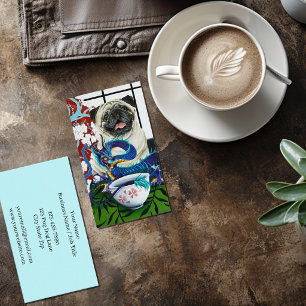 Tarjeta De Visita Perro Pug Encantador Juguetón Dragón Japonés