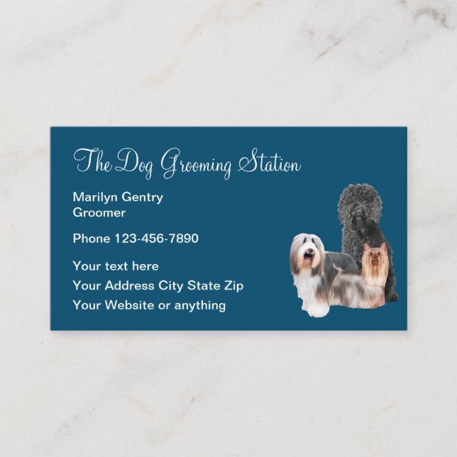Tarjeta De Visita Perro que prepara al Groomer profesional (Anverso)