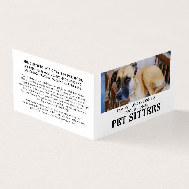 Tarjeta De Visita Perro relajado, servicio Mascota detallado (Exterior)