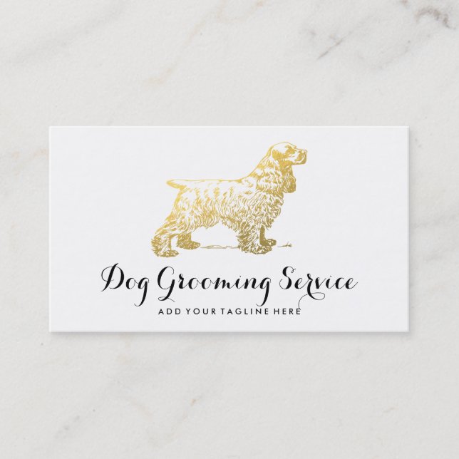 Tarjeta De Visita Perro Relieve metalizado dorado elegante (Anverso)