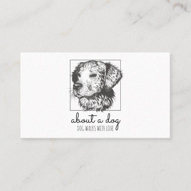 Tarjeta De Visita Perro Retrato Perro Caminar y sentarse (Anverso)