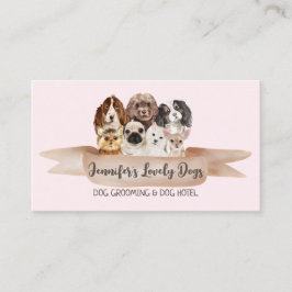Tarjeta De Visita Perro Rosa Grooming Pequeña raza Cachorro