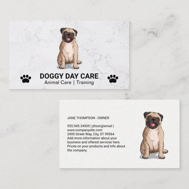 Tarjeta De Visita Perro sentado | Perro Paws (Anverso / Reverso)